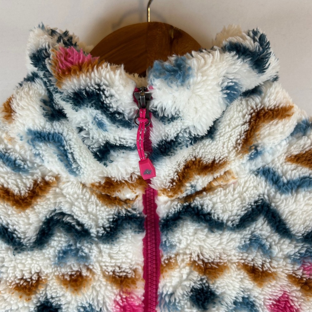 Eddie Bauer Womens Small Faux Fur Pullover Aztec Print Quarter Zip Pink Trim‎ - Picture 8 of 14